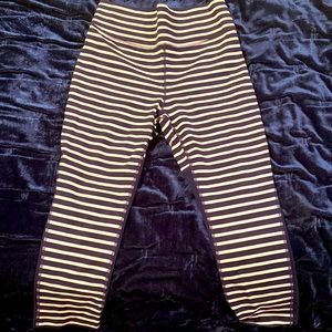 Navy blue and white striped new balance yoga pants, size medium but run small
